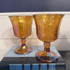 Indiana Glass Iridescent Gold Goblets
